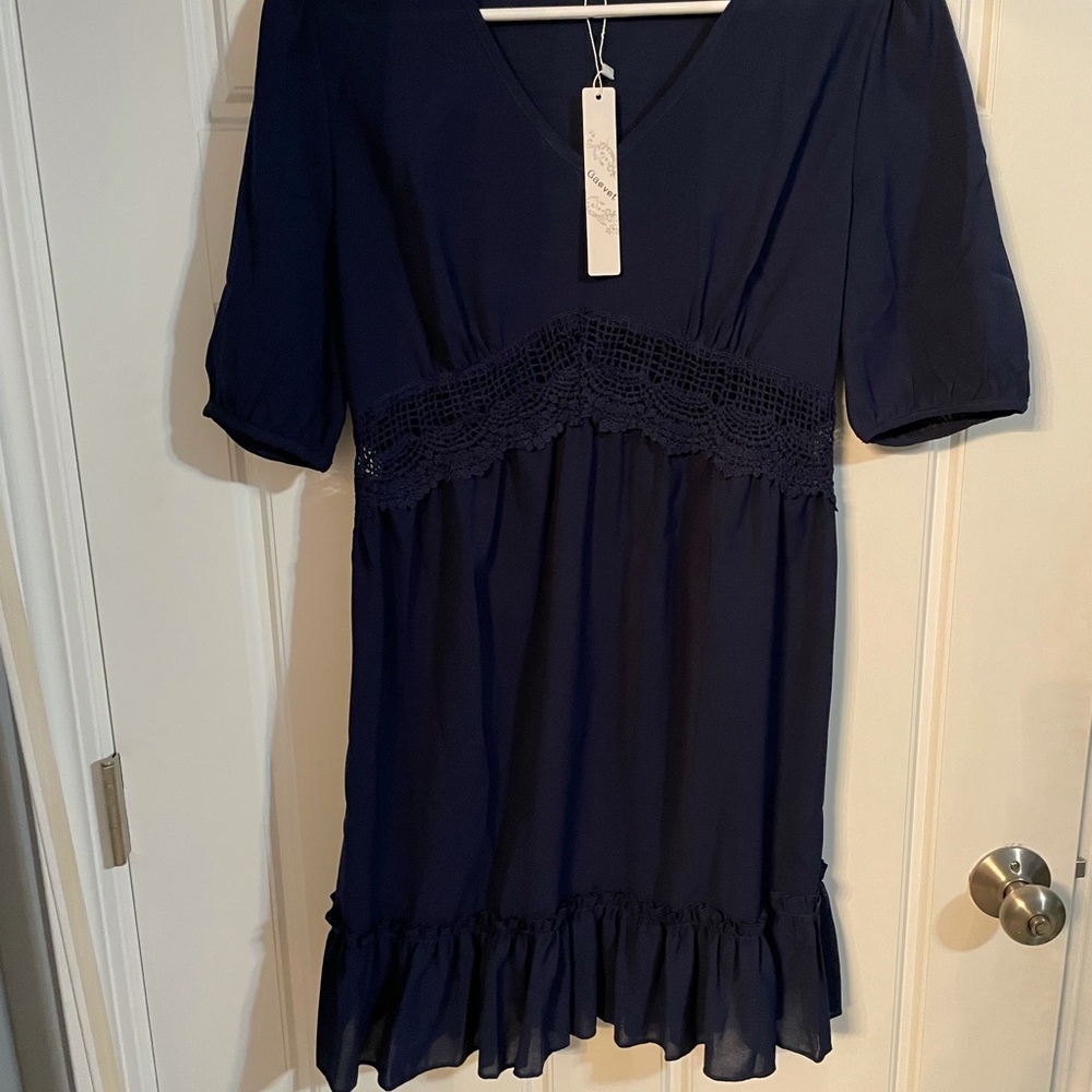 Gavot navy dress new with tag empire waist